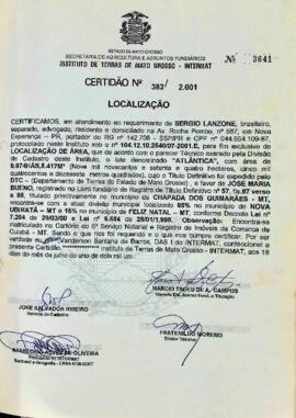 NÚMERO DA CERTIDÃO: 382.2001