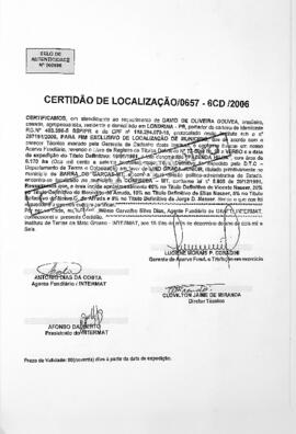 NÚMERO DA CERTIDÃO: 0657-6CD.2006