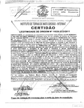 NÚMERO DA CERTIDÃO: 11025-3CD.2011