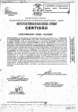 NÚMERO DA CERTIDÃO: 03684-2CD.2007