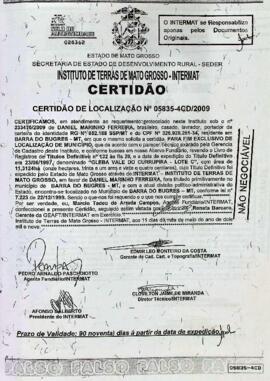 NÚMERO DA CERTIDÃO: 05835-4CD.2009