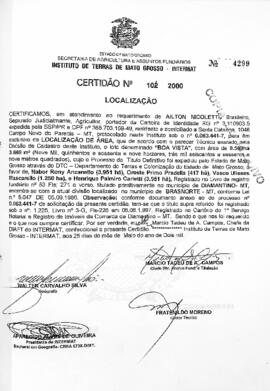 NÚMERO DA CERTIDÃO: 102.2000