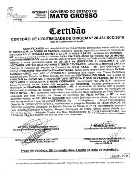 NÚMERO DA CERTIDÃO: 20.431-9CD.2019