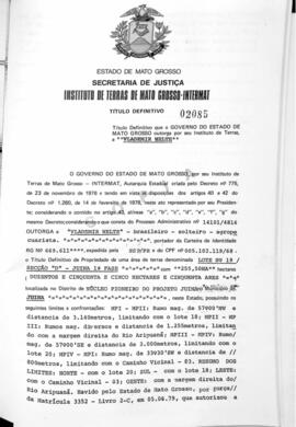 NÚMERO DO TÍTULO: 02085