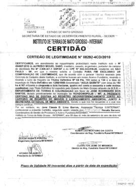 NÚMERO DA CERTIDÃO: 08292-4CD.2010
