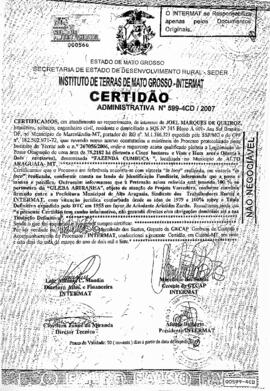 NÚMERO DA CERTIDÃO: 599-4CD.2007