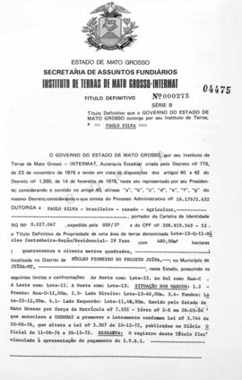 NÚMERO DO TÍTULO: 000275