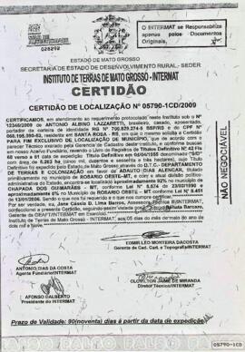NÚMERO DA CERTIDÃO: 05790-1CD.2009