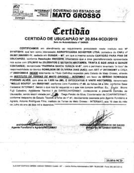 NÚMERO DA CERTIDÃO: 20.854-9CD.2019