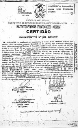 NÚMERO DA CERTIDÃO: 1605-2CD.2007