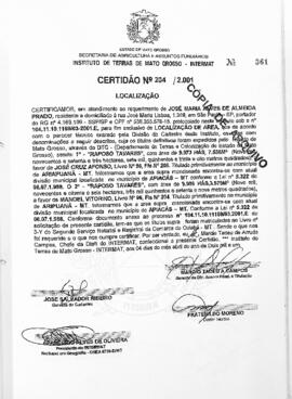 NÚMERO DA CERTIDÃO: 204.2001