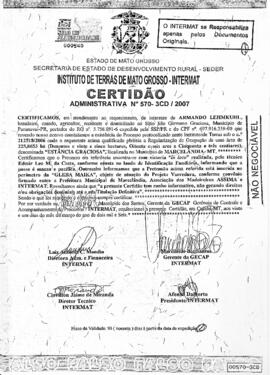 NÚMERO DA CERTIDÃO: 570-3CD.2007