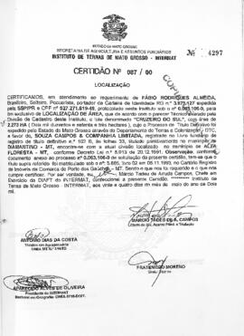 NÚMERO DA CERTIDÃO: 087.00