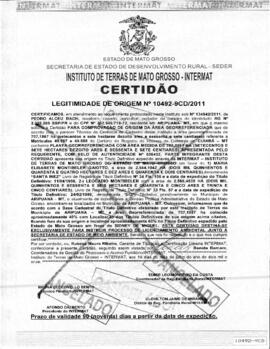 NÚMERO DA CERTIDÃO: 10492-9CD.2011