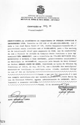 NÚMERO DA CERTIDÃO: 0206.89