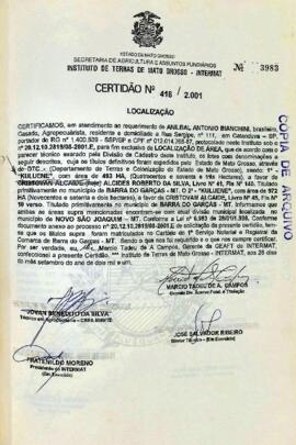 NÚMERO DA CERTIDÃO: 418.2001