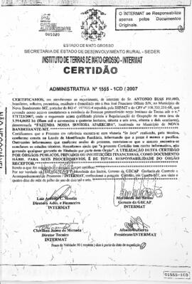 NÚMERO DA CERTIDÃO: 1555-1CD.2007