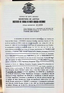 NÚMERO DO TÍTULO: 01058