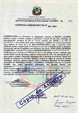 NÚMERO DA CERTIDÃO: 081.2005