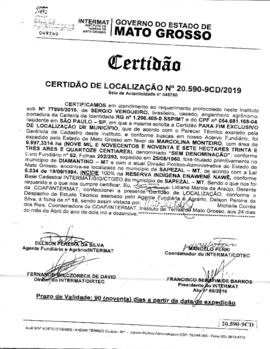 NÚMERO DA CERTIDÃO: 20.590-9CD.2019