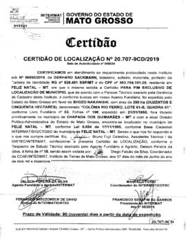 NÚMERO DA CERTIDÃO: 20.707-9CD.2019