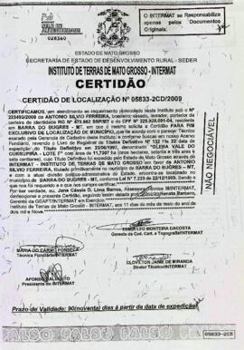NÚMERO DA CERTIDÃO: 05833-2CD.2009