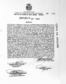 NÚMERO DA CERTIDÃO: 301.2001