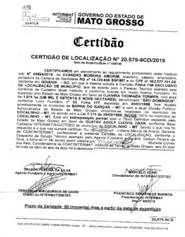 NÚMERO DA CERTIDÃO: 20.579-9CD.2019