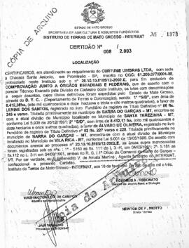 NÚMERO DA CERTIDÃO: 008.2003