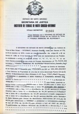 NÚMERO DO TÍTULO: 01960