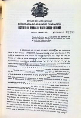 NÚMERO DO TÍTULO: 000136