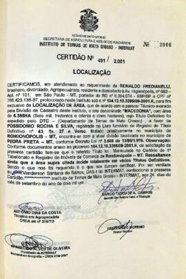 NÚMERO DA CERTIDÃO: 491.2001