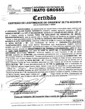 NÚMERO DA CERTIDÃO: 20.716-9CD.2019