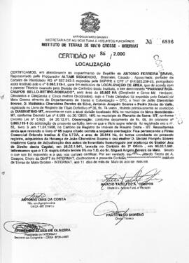 NÚMERO DA CERTIDÃO: 86.2000