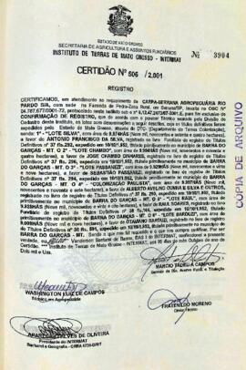 NÚMERO DA CERTIDÃO: 506.2001