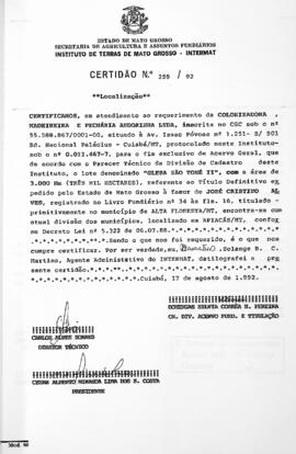 NÚMERO DA CERTIDÃO: 259