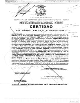 NÚMERO DA CERTIDÃO: 10739-3CD-2011