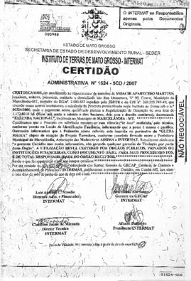 NÚMERO DA CERTIDÃO: 1524-5CD.2007