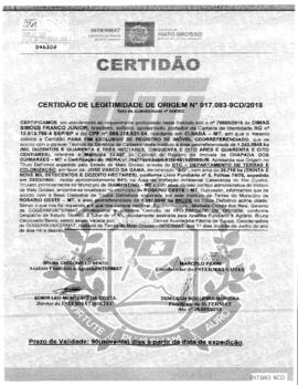 NÚMERO DA CERTIDÃO: 017.083-9CD.2018
