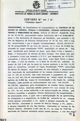 NÚMERO DA CERTIDÃO: 052.93