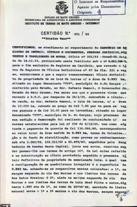 NÚMERO DA CERTIDÃO: 051.93