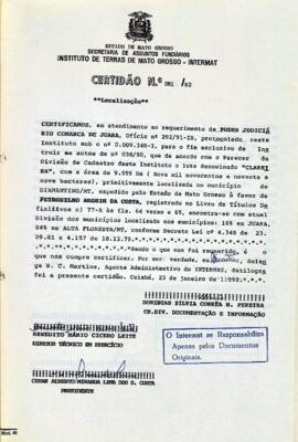 NÚMERO DA CERTIDÃO: 081.92