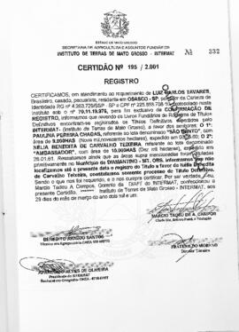 NÚMERO DA CERTIDÃO: 195.2001
