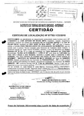 NÚMERO DA CERTIDÃO: 07792-1CD.2010