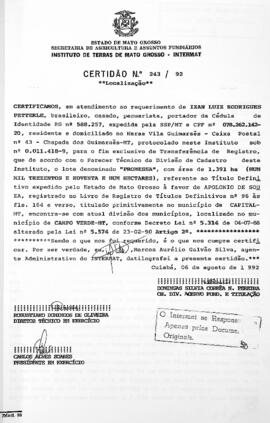 NÚMERO DA CERTIDÃO: 243.92