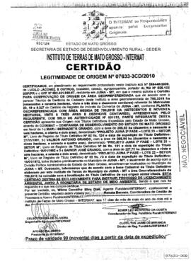 NÚMERO DA CERTIDÃO: 07633-3CD.2010
