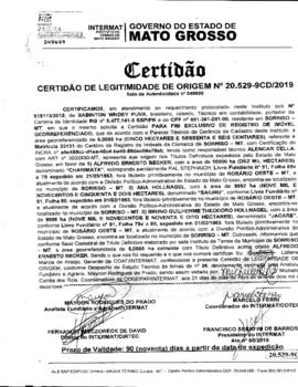 NÚMERO DA CERTIDÃO: 20.529-9CD.2019